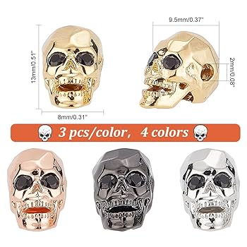 ドクロビーズ スカル ドクロ ブラック シルバービーズ 1個売り 粒売り バラ